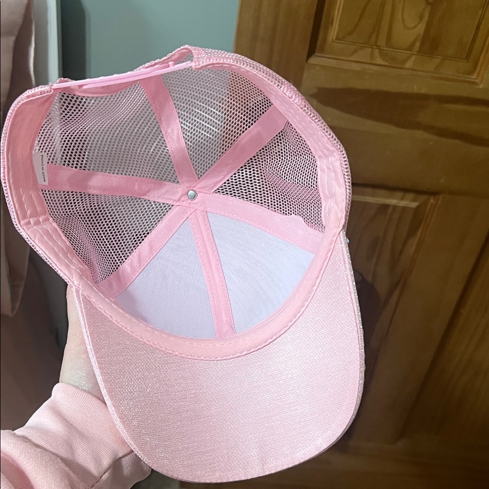 Pink Rhinestone Bling Baseball Cap - Picture 3 of 4